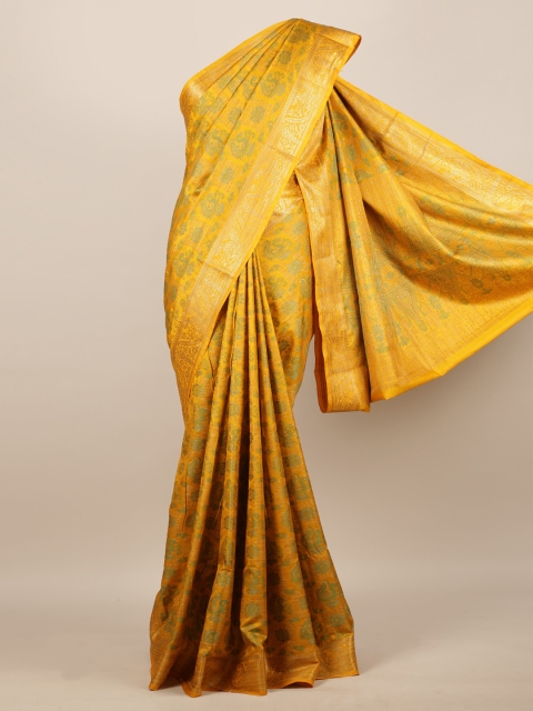 

Pothys Mustard Woven Design Jute Silk Saree
