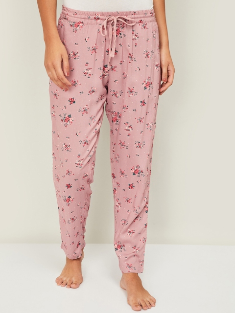 

Ginger by Lifestyle Pure Cotton Women Pink & Green Floral Printed Lounge Pants