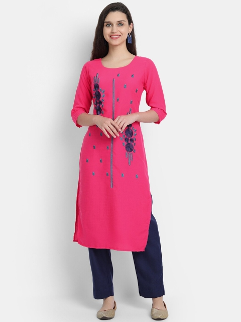 

7threads Women Pink Printed Kurta