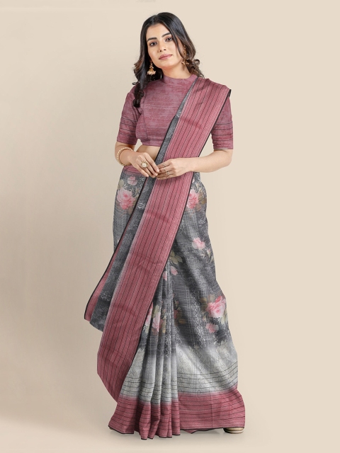 

KLM Fashion Mall Grey Woven Design Tissue Saree