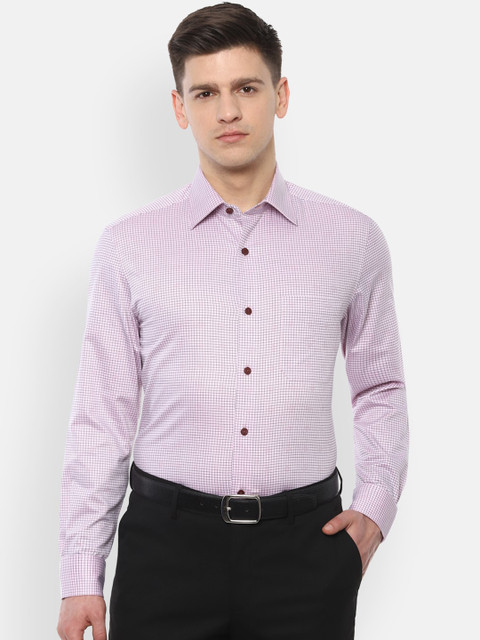 

Louis Philippe Men Pink & Black Regular Fit Checked Formal Shirt