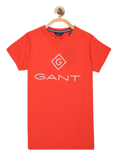 

GANT Unisex Kids Orange Printed Round Neck T-shirt