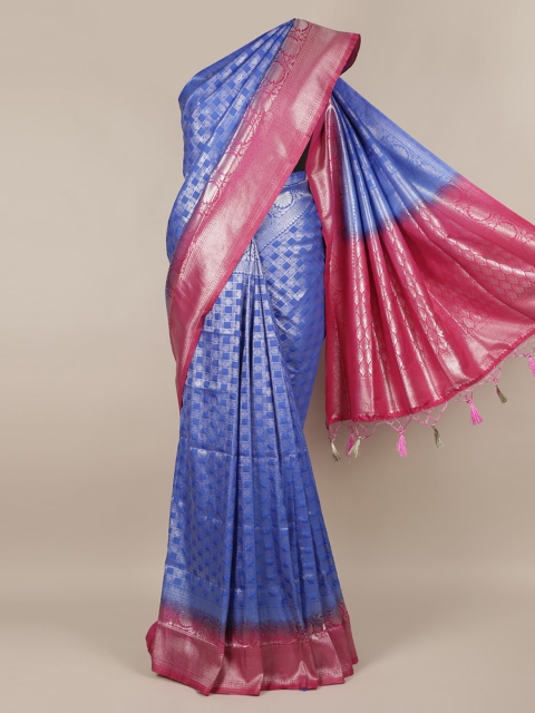 

Pothys Blue & Pink Jute Silk Woven Design Saree