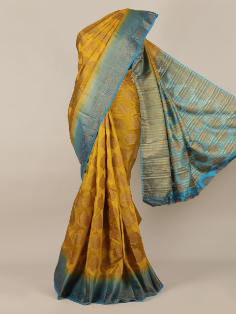 

Pothys Mustard Woven Design Jute Silk Saree