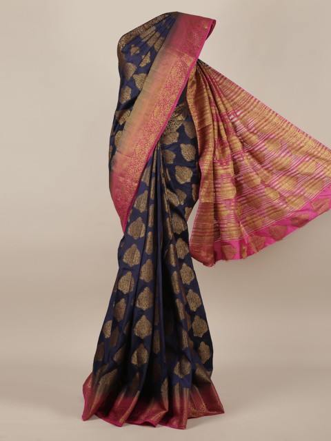 

Pothys Navy Blue Woven Design Jute Silk Saree
