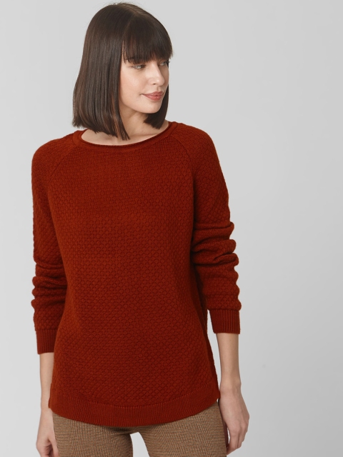 

Vero Moda Women Maroon Self Design Pullover Sweater