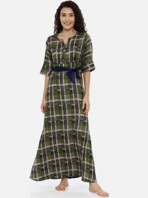 

GOLDSTROMS Green & Navy Blue Checked Nightdress
