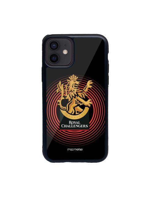 

macmerise Multicoloured RCB Rings Pattern Printed iPhone 12 Back Case, Black