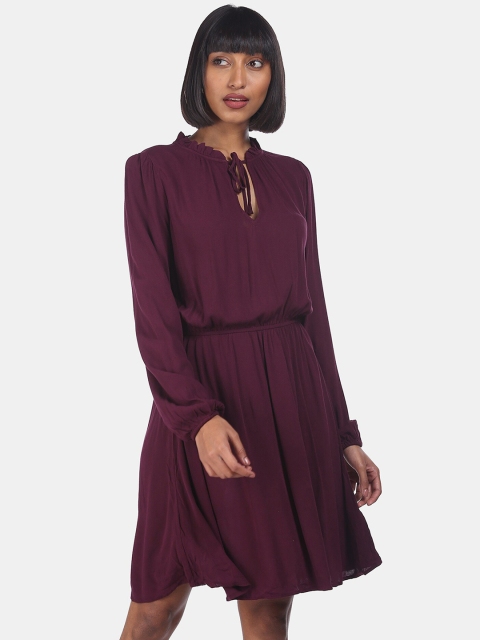 

GAP Women Purple Solid Fit and Flare Dress