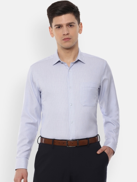 

Louis Philippe Permapress Men Blue Striped Casual Shirt
