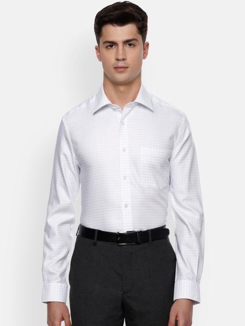 

Louis Philippe Men White Checked Casual Shirt