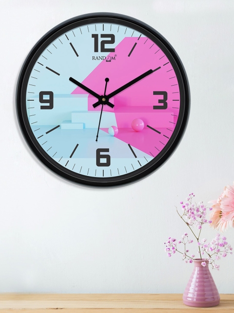 

RANDOM Turquoise Blue & Magenta Round Printed Analogue Wall Clock