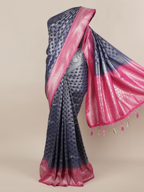 

Pothys Navy Blue & Pink Jute Silk Woven Design Saree