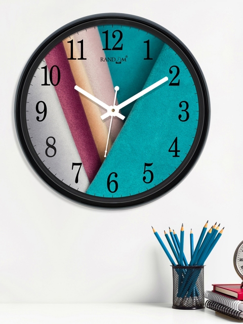 

RANDOM Teal & Burgundy Round Printed Analogue Wall Clock