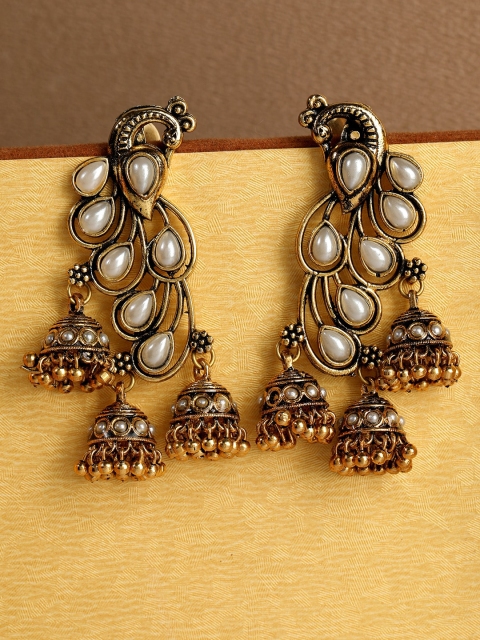

ANIKAS CREATION White Contemporary Jhumkas