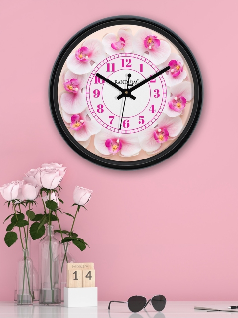 

RANDOM White & Pink Round Textured Analogue Wall Clock