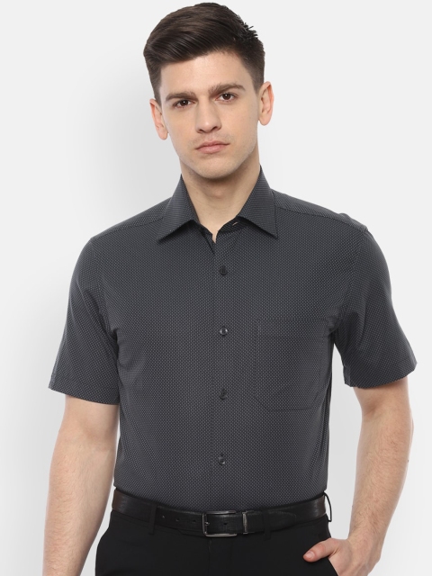 

Louis Philippe Men Charcoal Grey & White Regular Fit Printed Cotton Formal Shirt