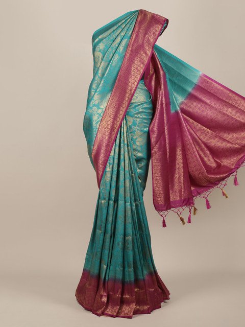 

Pothys Blue Woven Design Jute Silk Saree