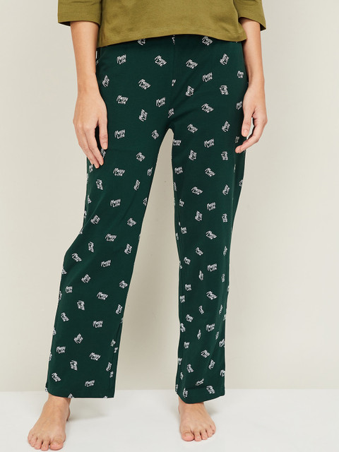 

Ginger by Lifestyle Women Green & White Printed Lounge Pants