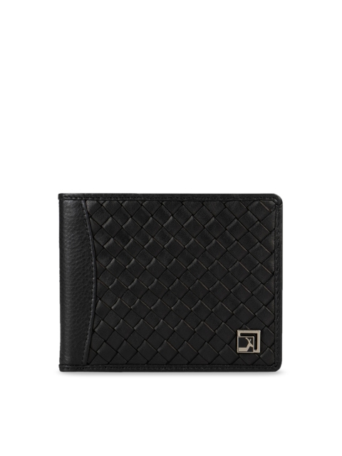 

Da Milano Men Black Woven Design Two Fold Wallet