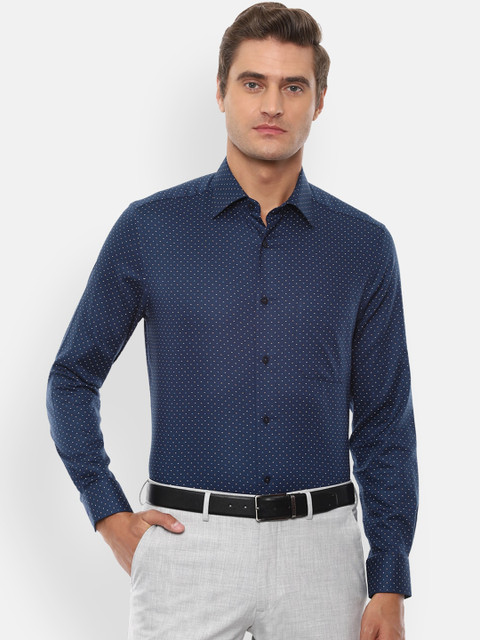

Louis Philippe Men Navy Blue Regular Fit Printed Cotton Formal Shirt