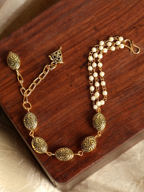 

ANIKAS CREATION Gold-Toned Alloy Gold-Plated Adjustable Charm Bracelet