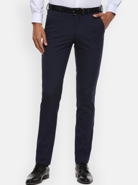 

Van Heusen Men Navy Blue Slim Fit Solid Formal Trousers