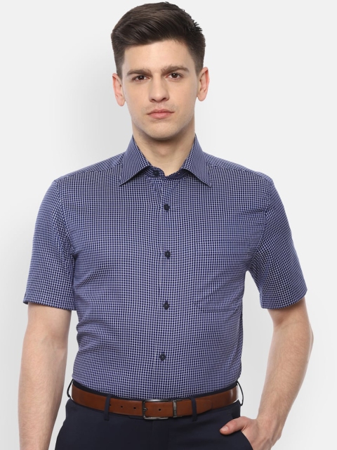 

Louis Philippe Men Navy Blue & White Regular Fit Checked Cotton Formal Shirt