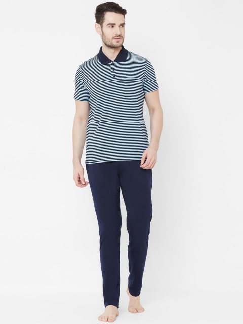 

Sweet Dreams Men Navy Blue Striped Night suit