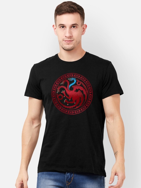 

Free Authority Men Black Game Of Thrones Printed Round Neck Pure Cotton T-shirt