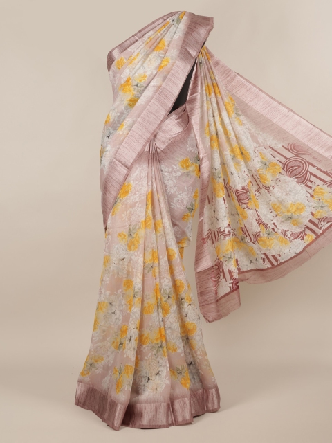 

Pothys Cream-Coloured Printed Jute Silk Saree