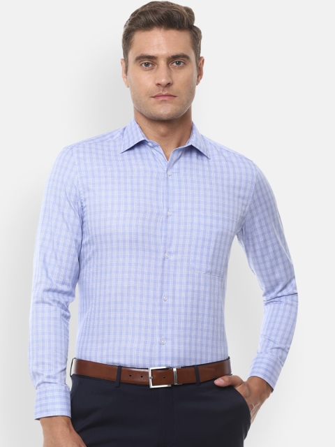 

Louis Philippe Men Blue & White Regular Fit Checked Formal Shirt