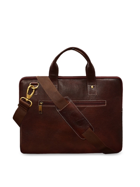 

ABYS Unisex Brown Solid Leather Laptop Bag