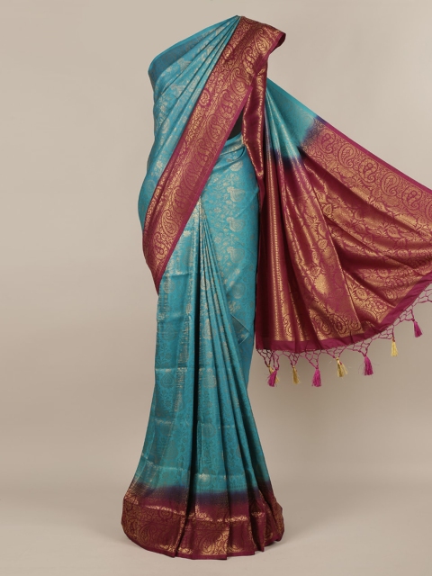 

Pothys Blue Woven Design Jute Silk Saree