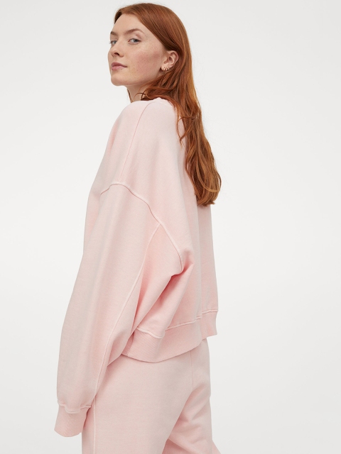 

H&M Women Pastel Pink Oversized Sweatshirt