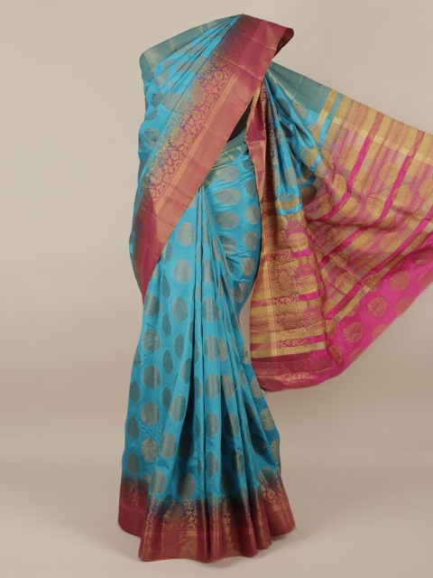 

Pothys Blue Woven Design Jute Silk Saree