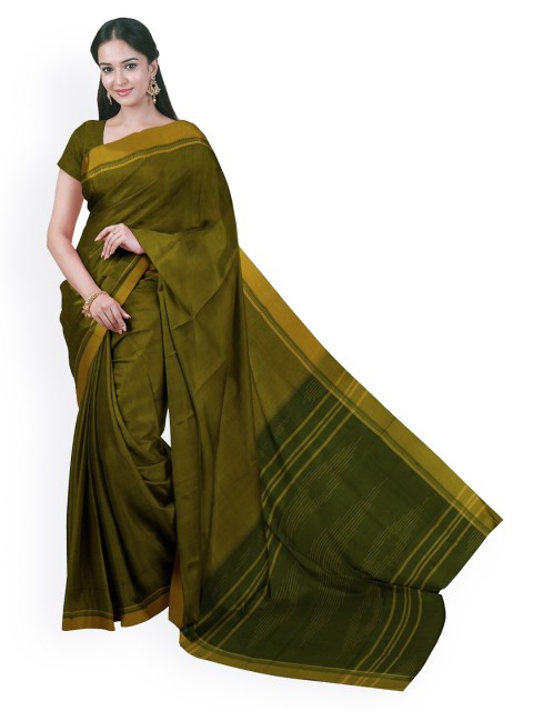 

APCO Green Solid Pure Cotton Saree