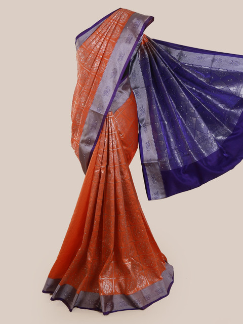 

Pothys Orange Woven Design Art Silk Saree