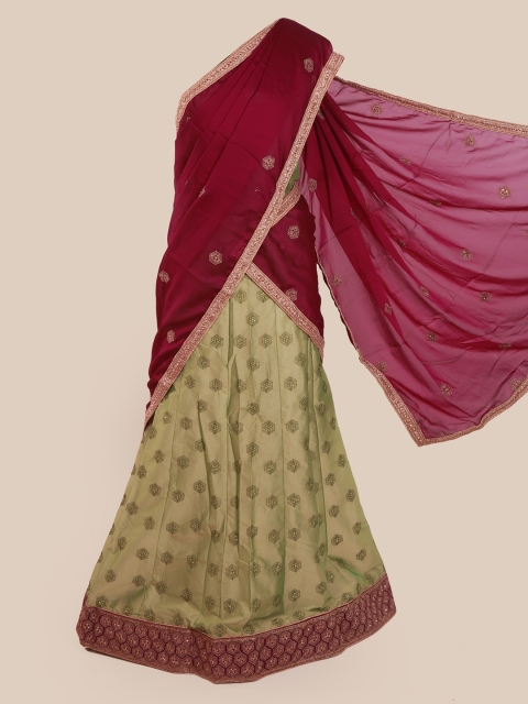 

Pothys Maroon & Green Poly Chiffon Embellished Saree