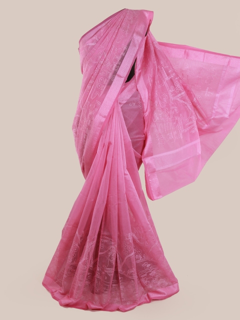 

Pothys Pink Printed Supernet Saree
