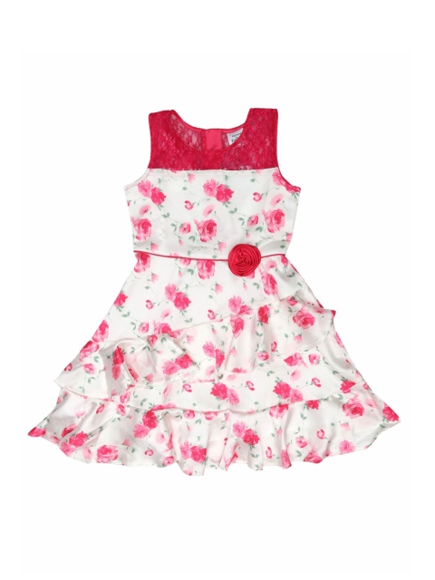 

Doodle Girls White Printed Fit and Flare Dress