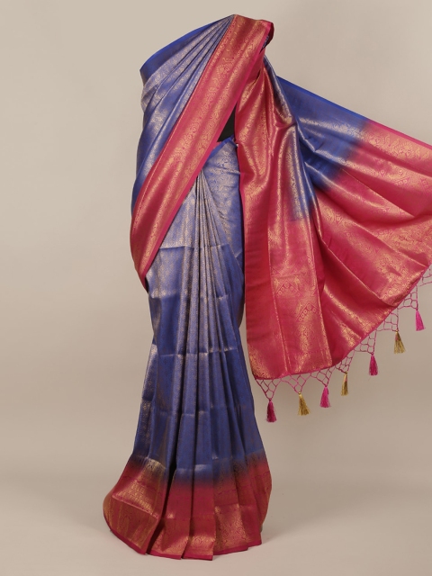 

Pothys Blue & Pink Jute Silk Woven Design Saree With Tasseled Pallu