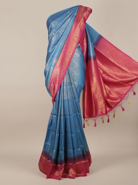 

Pothys Blue Woven Design Jute Silk Saree
