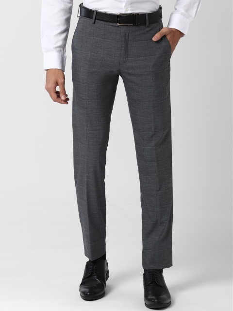 

Peter England Men Grey Slim Fit Self Design Formal Trousers