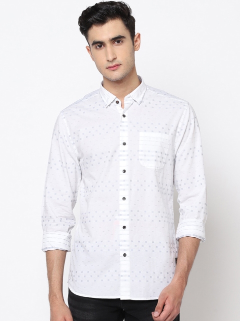 

Blackberrys Men White Skinny Fit Printed Casual Shirt