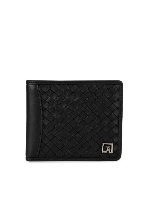 

Da Milano Men Black Textured Two Fold Wallet