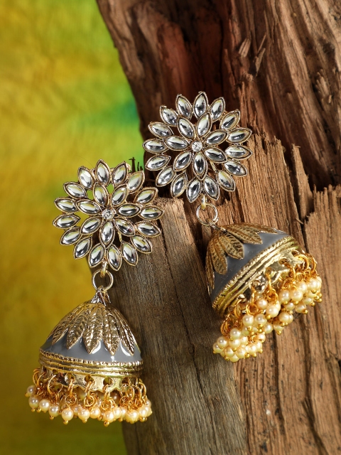 

ANIKAS CREATION Gold-Toned Contemporary Jhumkas