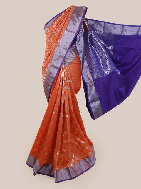 

Pothys Orange & Blue Art Silk Woven Design Saree