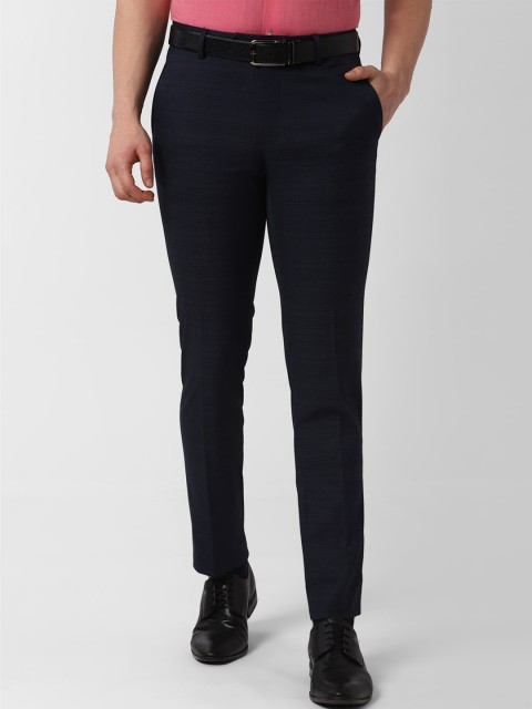 

Peter England Men Navy Blue Slim Fit Solid Formal Trousers