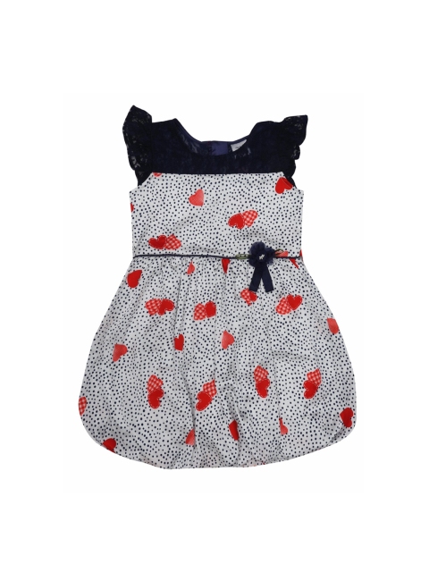 

Doodle Girls White Printed Fit and Flare Dress